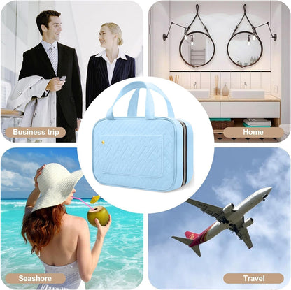 AUMA Hanging Toiletry Bag, Large Capacity Travel Toiletry Cosmetic Bag, Multifunctional Travel Organizer for Women Travel Camping Outdoor-Blue