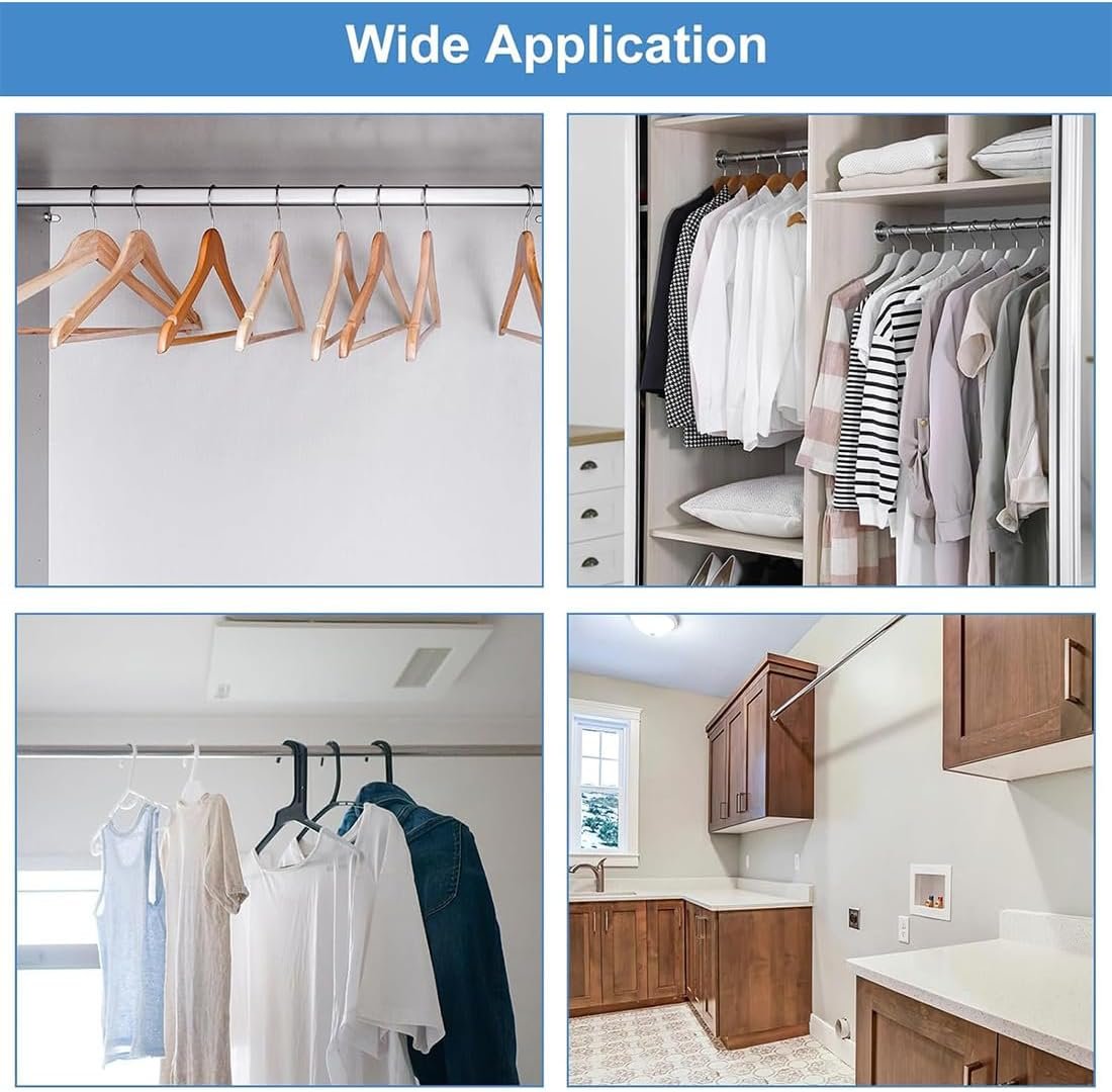 JEYORZY 4 x Wardrobe Tube Support, 16 mm Cabinet Rod Sockets, Interior Closet Accessories, for Rod End Rail for Curtains and Cabinets