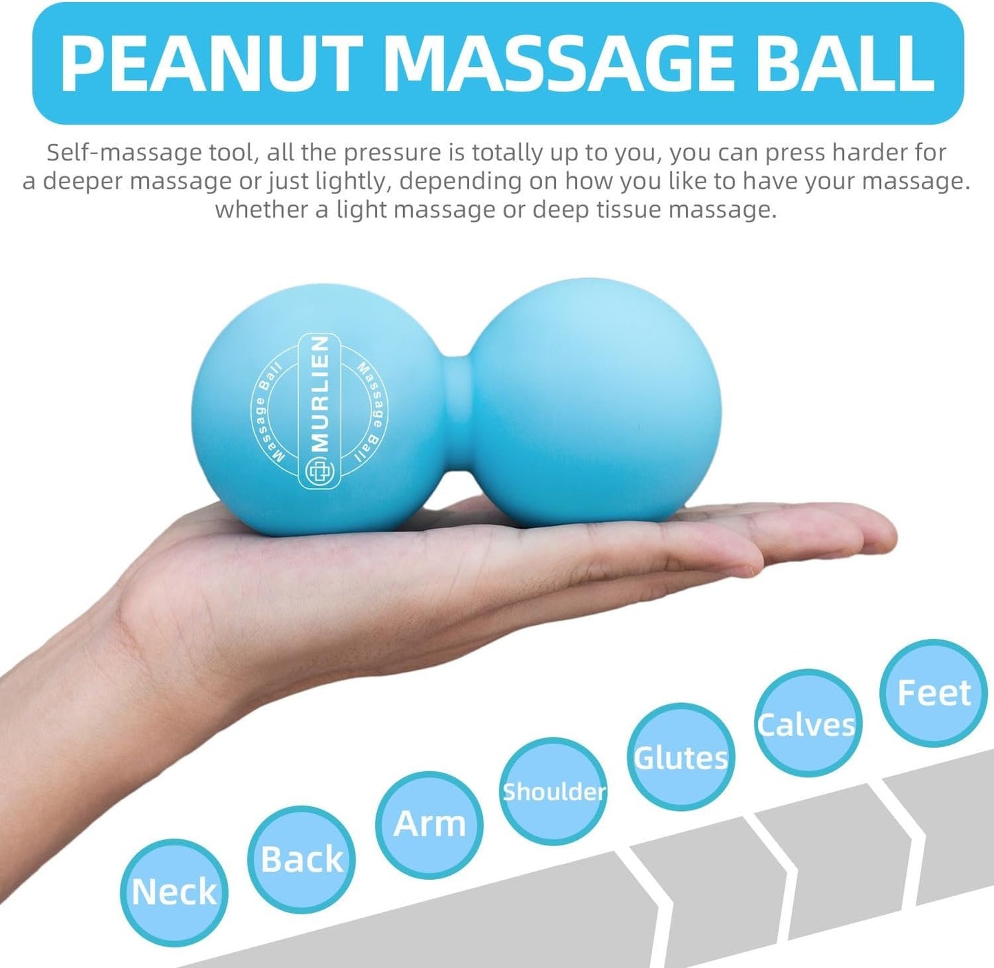 MURLIEN Peanut Massage Ball, Double Lacrosse Massage Ball, Mobility Ball for Physical Therapy, Deep Tissue Massage Tool for Myofascial Release, Muscle Relief, Acupoint Massager - Blue