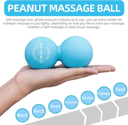 MURLIEN Peanut Massage Ball, Double Lacrosse Massage Ball, Mobility Ball for Physical Therapy, Deep Tissue Massage Tool for Myofascial Release, Muscle Relief, Acupoint Massager - Blue