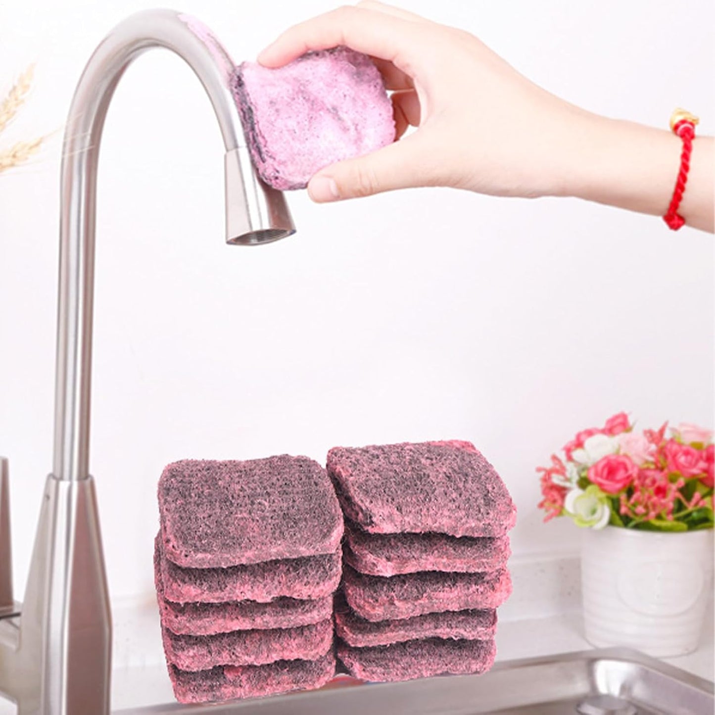 Steel Wire Soap Pad, 10 Pieces Metal Soap Pads, Household Sponges, 2.36 inches Kitchen Dishwashing Supplies, for Washing Pans, Ovens, and Everyday Cleaning Accessories