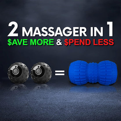 ZeenKind Textured Vibrating Peanut Massage Ball for Better Deep Tissue Trigger Point Therapy, Myofascial Release, & Muscle Recovery | Neck & Back Peanut Ball Roller- Double Lacrosse Ball Massager