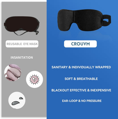 CROUVM Pack of 100 Disposable Sleep Eye Mask for Men Women, Blindfold Eye Mask Shade Cover for Sleeping, Night Sleep Mask, Block Out Light, Soft Comfort Eye Shade Cover for Travel Yoga Nap