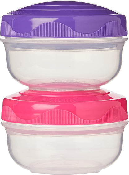Sistema To Go PortionPod Food Storage Containers, 210 mL, Assorted Colours, 2 Pack