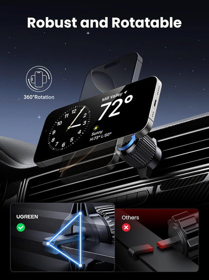 UGREEN for Qi2 15W MagSafe Car Charger, Fast Qi2-Certified Wireless Charging Mount, Magnetic Air Vent Holder, Compatible with iPhone 16/15/14/13/12 Series