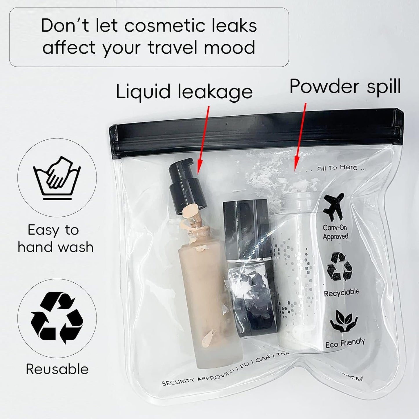 Dulooca Clear Travel Toiletry Bag, 4 Pack TSA Approved Liquid Bag, Security Approved Worldwide 3-1-1 Compliant Waterproof Bags for Travel Makeup Cosmetics, Travel Accessories for Women