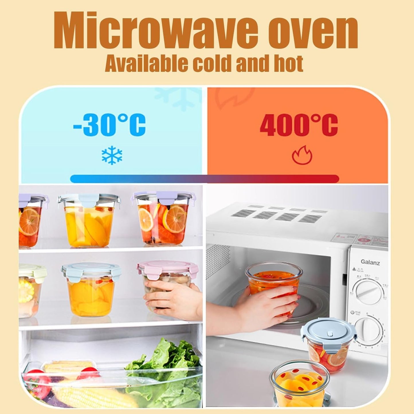 Glass Food Storage Containers, 4 Piece Set of Glass Meal Prep Containers with Sealed Lid, Microwave and Refrigerator Safe, Suitable for Fruits, Salads, Lunches, Ice Cream and Travelï¼ˆCircularï¼‰