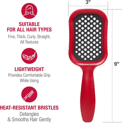 RED by Kiss Dry Vent Heat-Resistant Hair Brush, Detangling Fast Blow Drying for Wet Dry Curly Thick Straight Hair, Vented Detangler for Women Men Children Kids