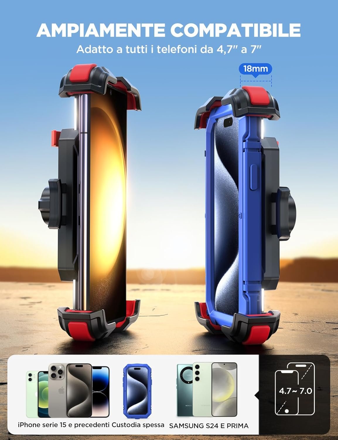 JOYROOM Motorcycle Cell Phone Holder - [2025 Metal Pull][160km/h Shockproof] Bike Cell Phone Holder, Universal Bicycle Handlebar Holder for iPhone 16 Pro Max Samsung Smartphone 4.7-7 Inch