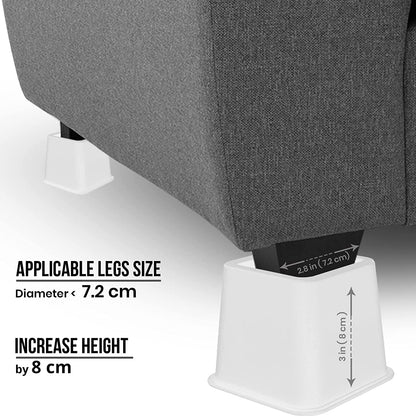 Utopia Bedding Premium Adjustable Riser - 8 Pieces (4 Tall and 4 Short) - Durable Riser with Strong Space Saving - Bed Riser, Table Riser, Chair or Sofa Riser - (8 to 20 cm) (White)