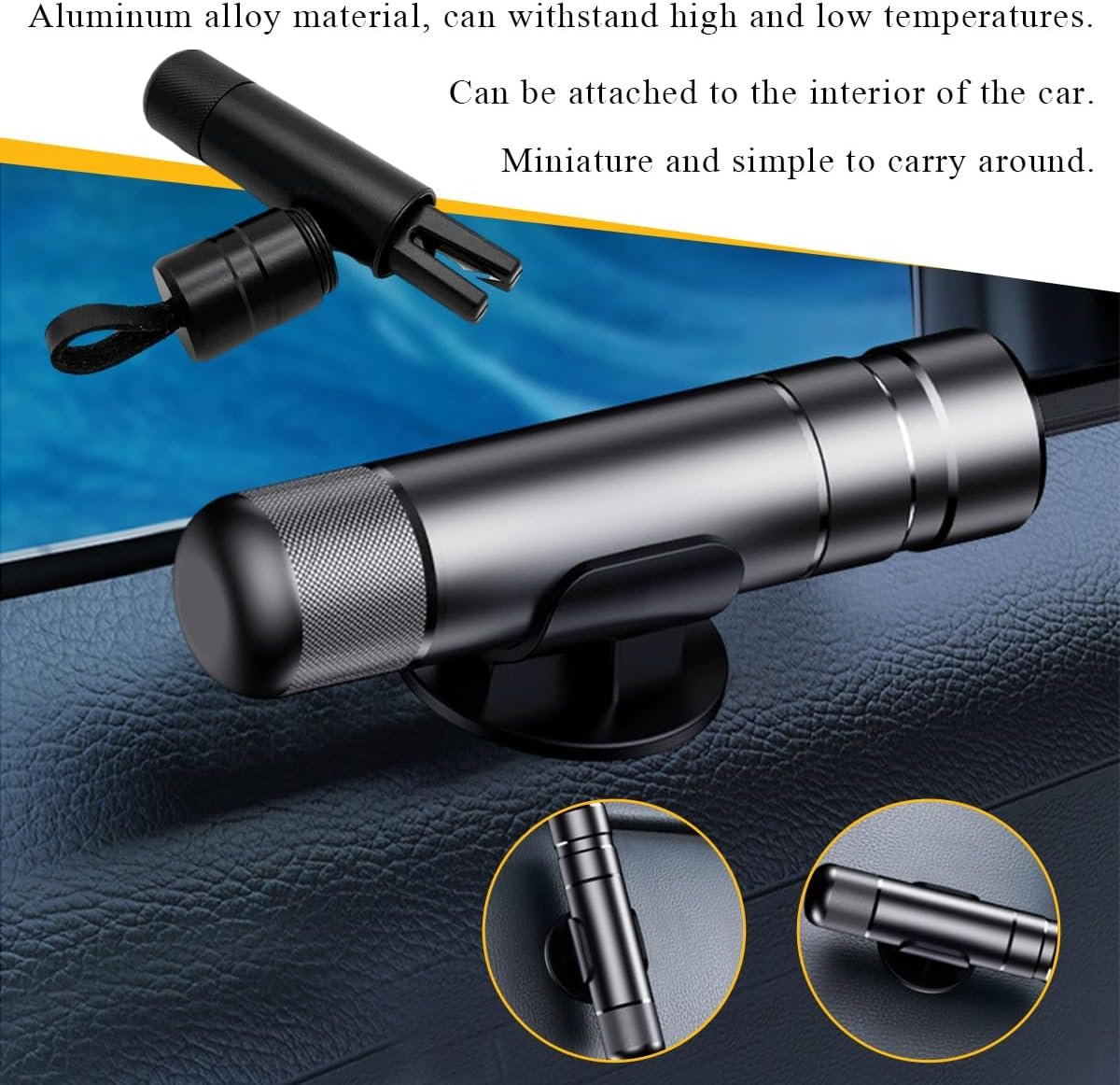 JUSTTOP 2 PCS Car Safety Hammer, Portable 2 in 1 One Second Car Window Glass Breaker Seat Belt Cutter, Safety Hammer Emergency Escape Tool for Car Bus Truck, Car Accessories (Black)