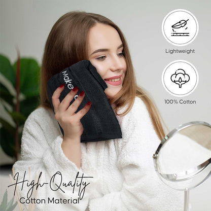YRALY Makeup Towels - Pack of 6 - Soft Cotton Wash Cloths for Face & Makeup Removal, Airbnb Essentials for Hosts, Luxury Washcloths (13x13 Inches. Black)