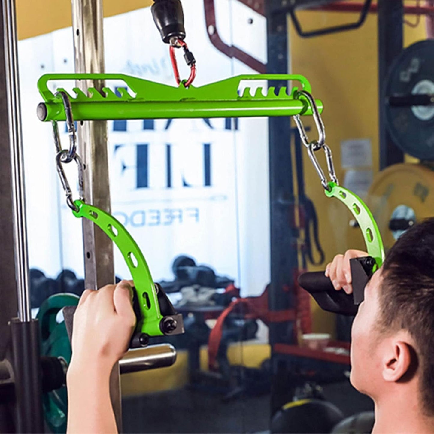 KORIKAHM Adjustable Lat Pull down Bar, Cable Machine Attachments for Gym, Home Gym Fitness T-bar Row Pulldown Attachments, Lat Pull Down Machine Wide Grip Neutral Grip Handle