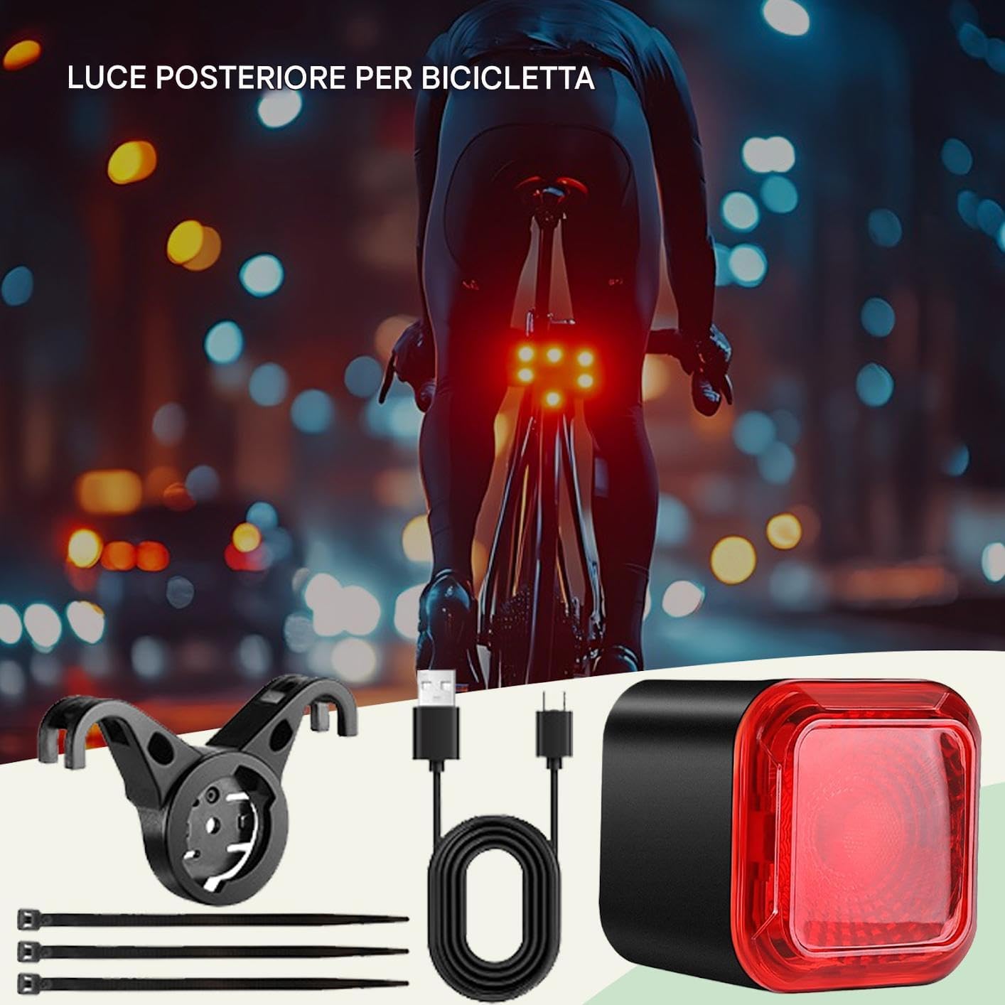 Smart Cycling Tail Light, Brake Sensing Rear Light, 6 Lighting Modes, Digital Power Display, Vibration Sensor, Waterproof Ip55, Rechargeable, Road Mountain City Commuting