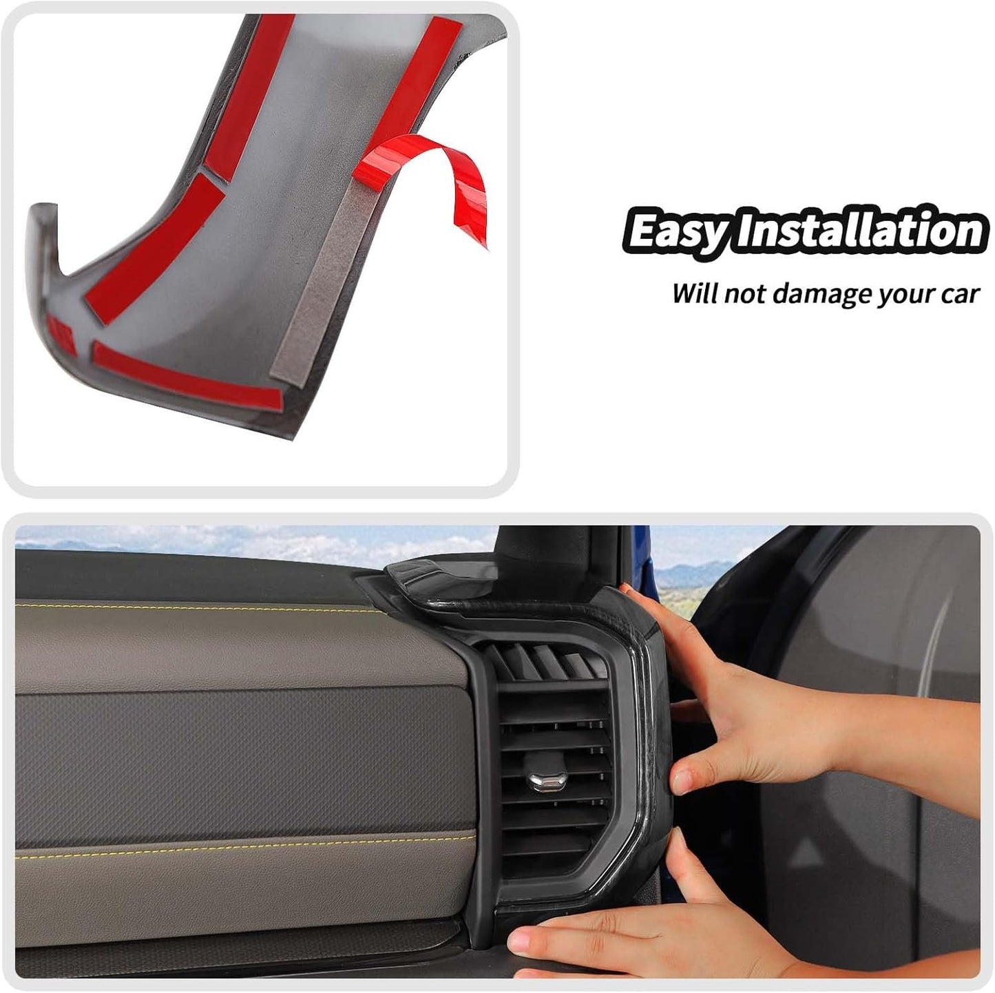 JeCar Black Wood Grain Dash Side Vent Panel Decor Cover Trim for 2022+ Chevrolet Chevy Silverado Interior Accessories