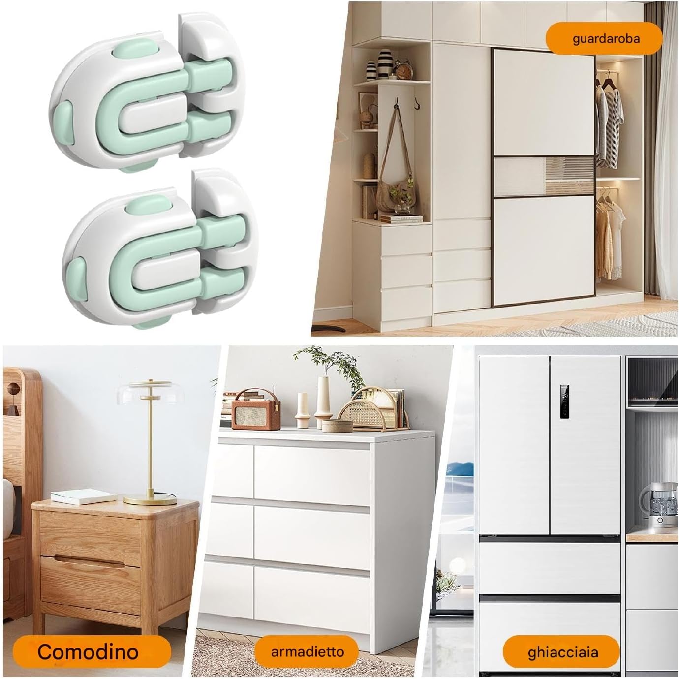 Drawer Locks, Baby Safety, 2x Multi-Purpose Door Latches Fridge Catch Locking Tool, Easy Access Securing System, Childproof Lock For Oven And Cabinet, 8.74 Inches