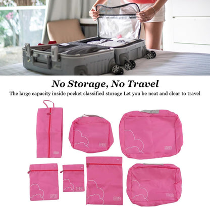 Travel Packing Cubes, Multifunctional Portable Bags, Set of 7 for Neat Organization (Rose Red)