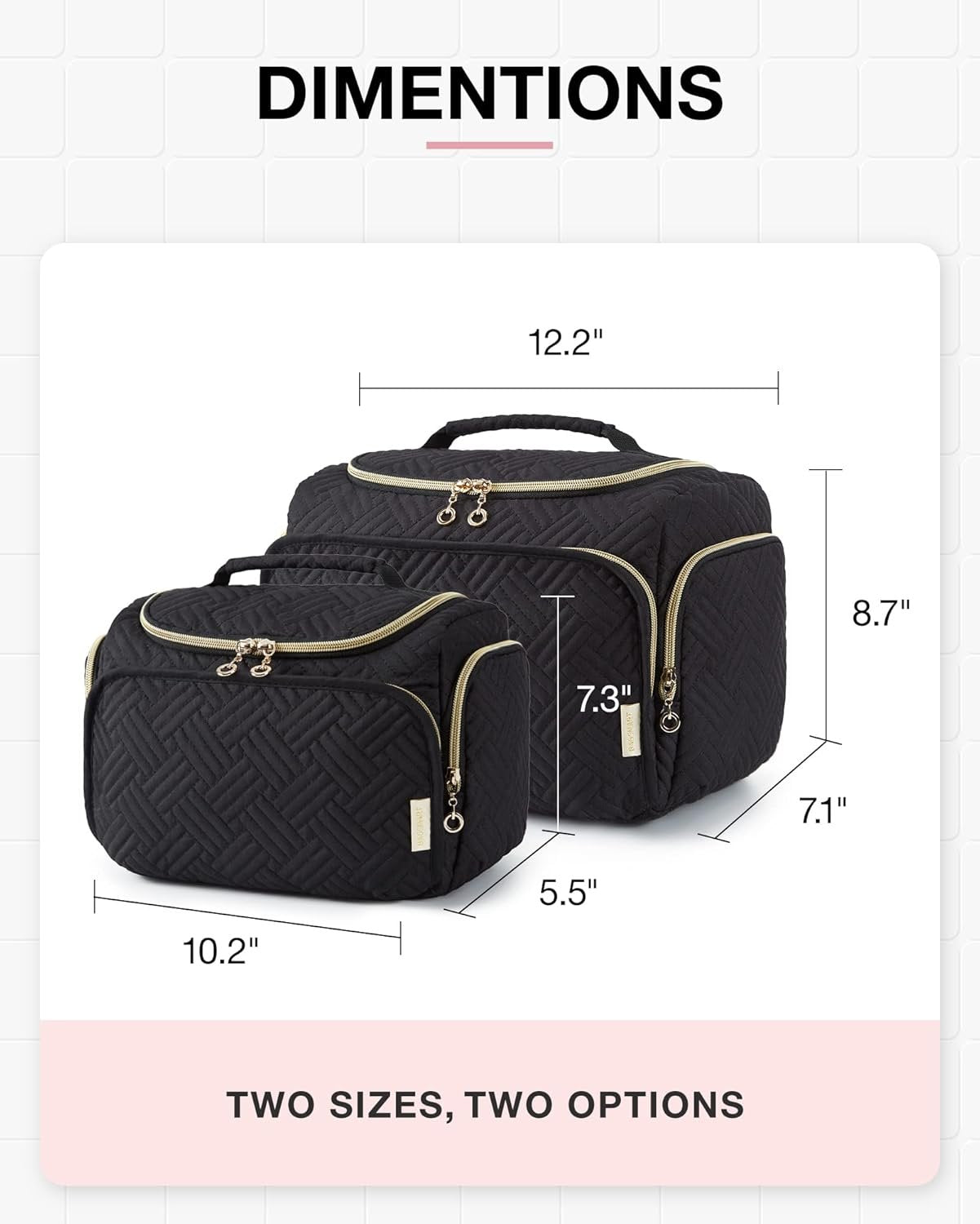 BAGSMART Travel Toiletry Bag, Large Wide-Open Travel Bag for Toiletries, Makeup Cosmetic Travel Bag with Handle, Black-L