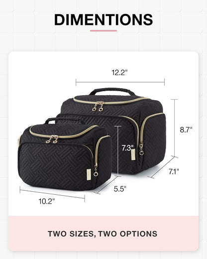 BAGSMART Travel Toiletry Bag, Large Wide-Open Travel Bag for Toiletries, Makeup Cosmetic Travel Bag with Handle, Black-L