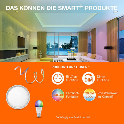 Ledvance Smart LED Lamp with Bluetooth Mesh, also controllable with Alexa and Google Assistant, replaces traditional 60W lamps, warm white (2700K), Smart Dimmable, 2 Pack