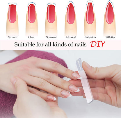 MUSILAN 3PCS Crystal Glass Nail Files Buffers Set,Glass Fingernail File for Professional Manicure Pedicure Nail Care of 3 Crystal Nail File,Glass Nail File for Natural Nails & Acrylic Nails,Precision Filing and Smooth Finish Glass Nail Files With Cases