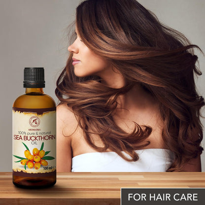 Sea Buckthorn Oil 3.4oz (100ml) - Pure & Natural Base Oil - Hippophae Rhamnoides - Carrier Oil for Hair - Nails - Face & Body - Wellness - Beauty