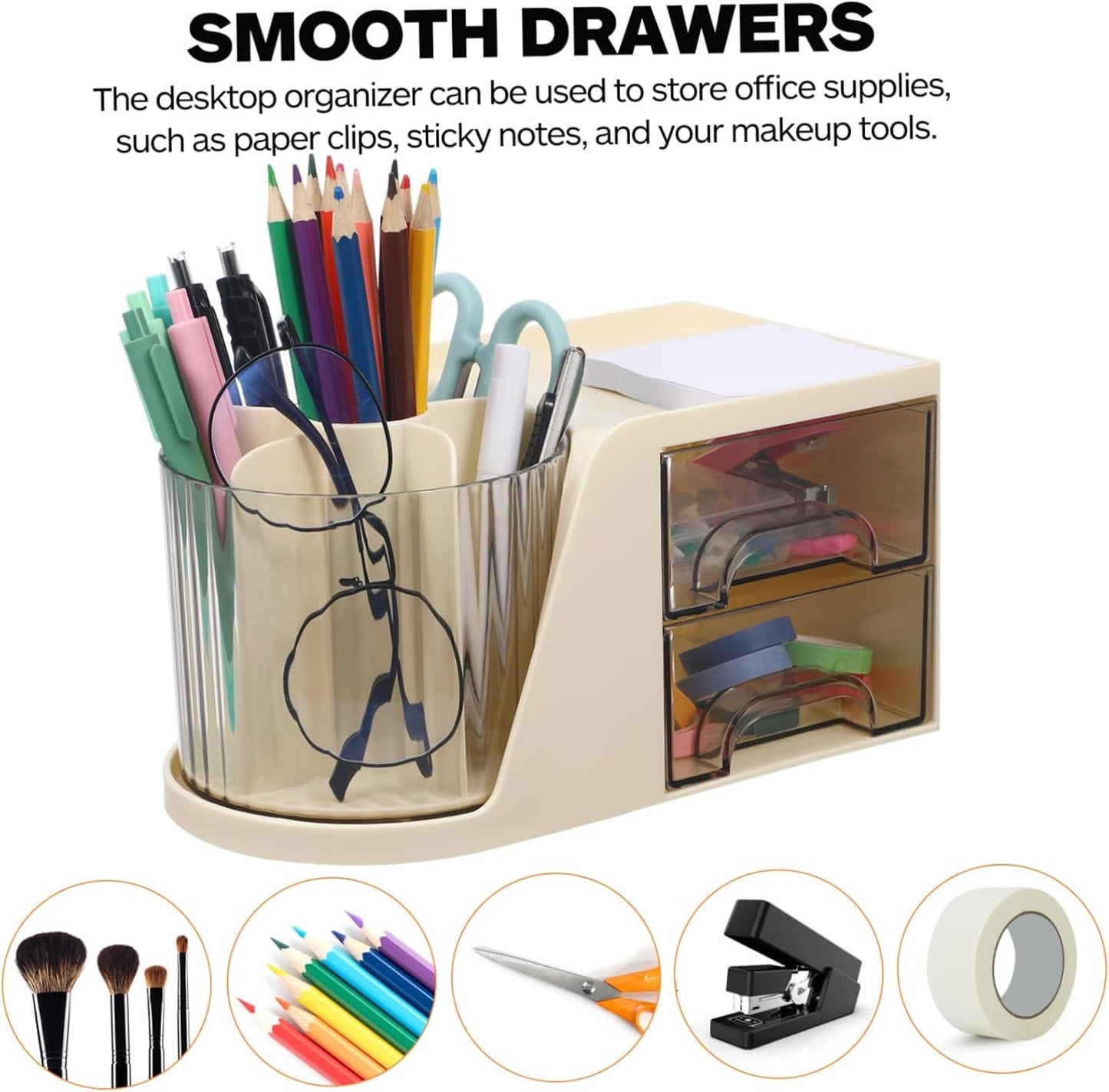 HOODANCOS Modern Desk Organizer with Divided Compartments Space Saving Pen Holder and Makeup Brush Storage Box for Efficient Office Organization Sleek Design for Stylish Workspaces