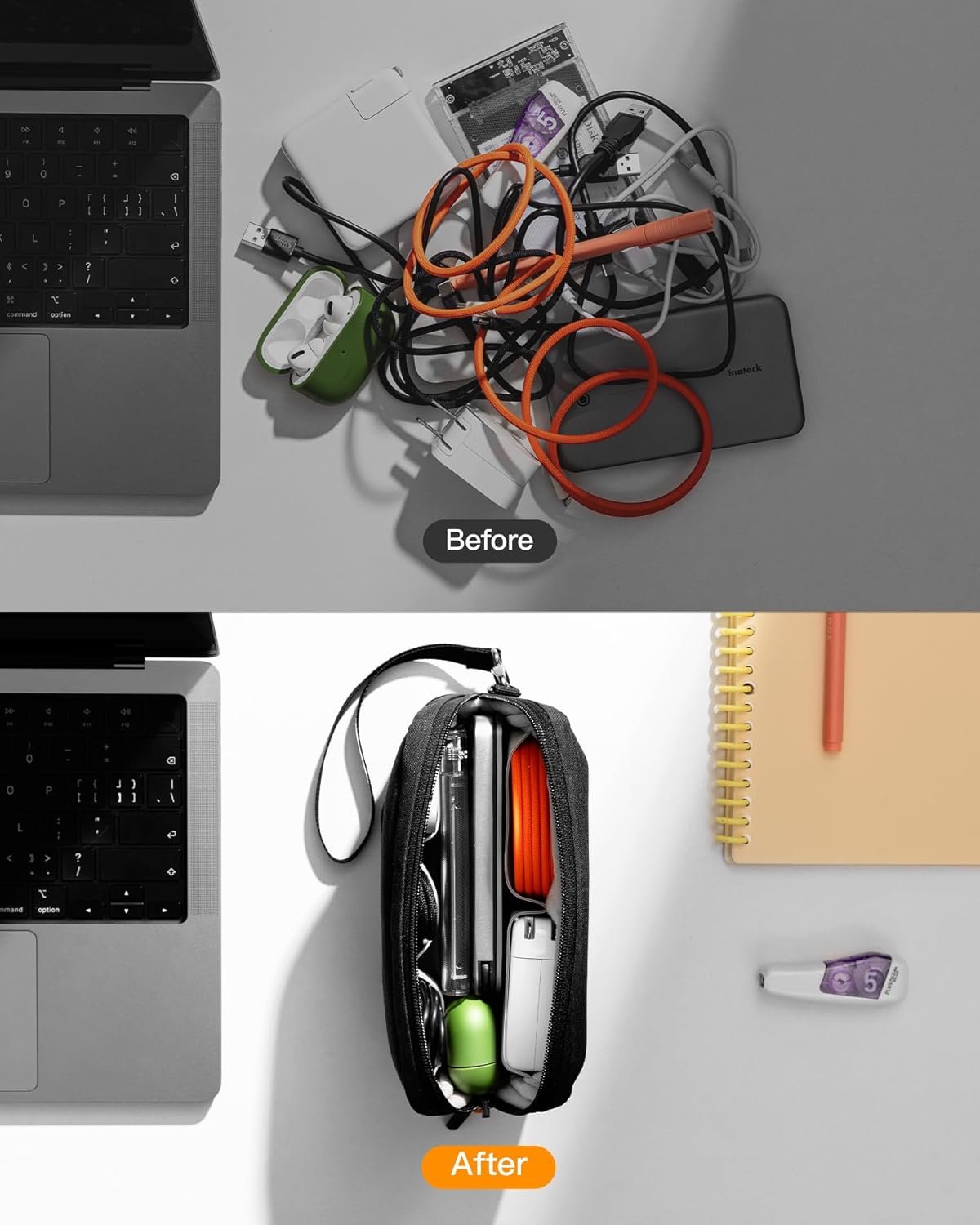 Inateck Cable Bag Electronics Organiser, Splash-proof Travel Accessory Bag, Compatible with Mouse, USB Stick