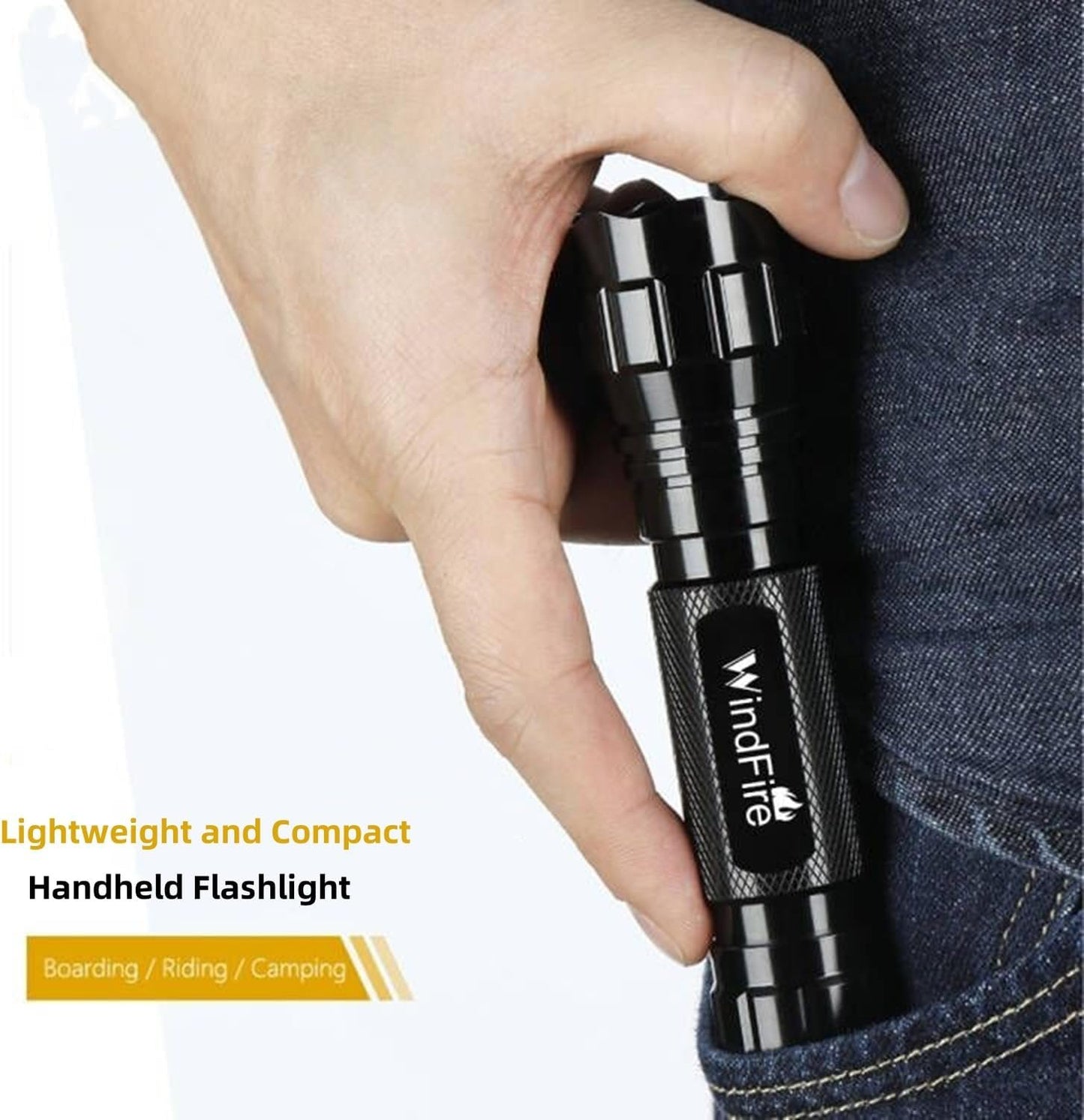 Super Bright Flashlight WF-501B Tactical Flashlight 3000 Lumens 1 Mode 3.7-18v Mini Portable Handheld Flashlight Torch for Hunting, Camping, Cycling 2Pack (Battery not Included)