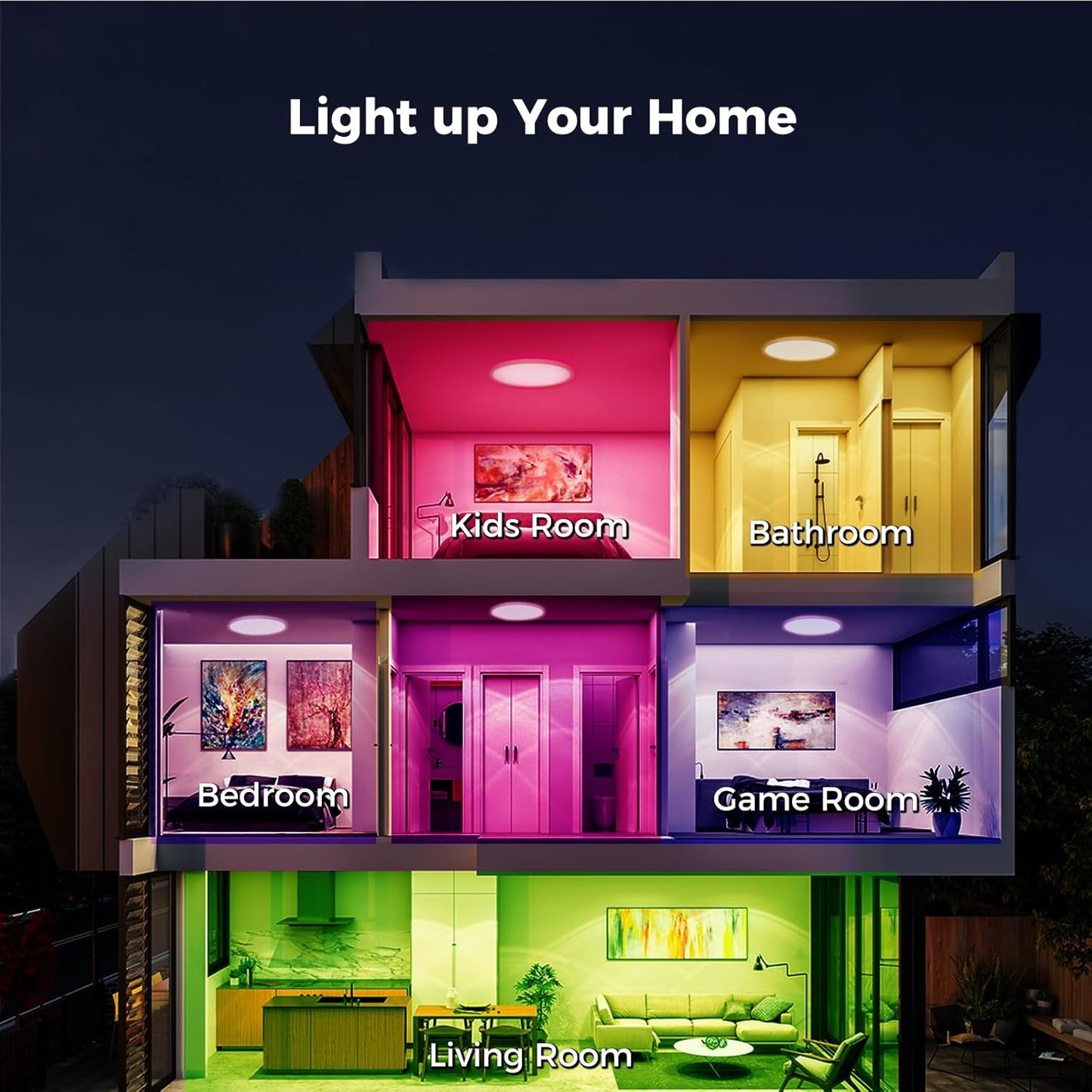 Aphyni Smart Ceiling LED Lights 15.8 Inch, 36W 3600LM Ceiling Lights with Remote 2700-6000K, Ultra-Thin Round RGB Flush Mount Ceiling Light for Bedroom Kids Room - CE/ERP