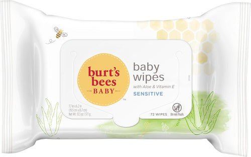 Burt's Bees Baby Chlorine-Free Wipes, Unscented Natural Baby Wipes for Sensitive Skin â€“ 72 Wipes (Pack of 6)