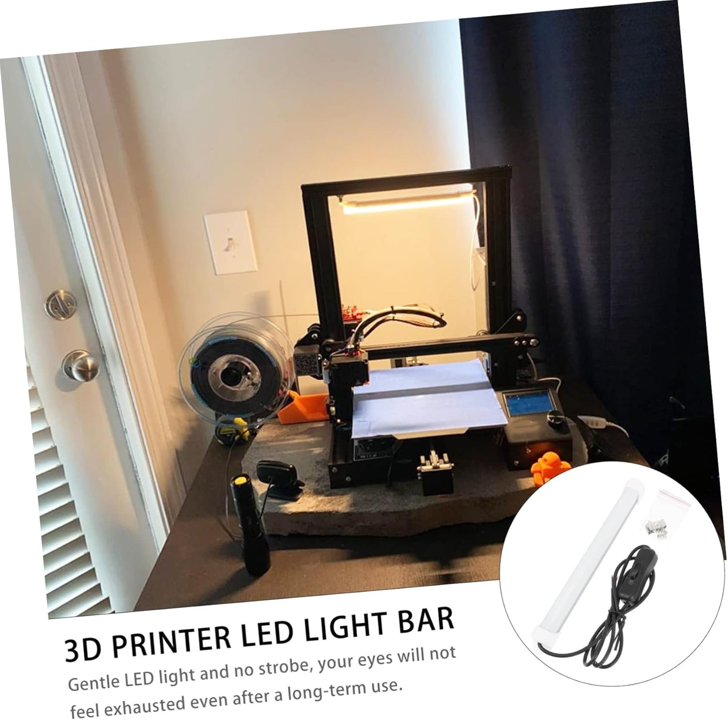 GLEAVI 1Set White LED Light Bar Kit Upgrade for Printer Accessories Non Dimmable Brightness for Night Printing Lighting