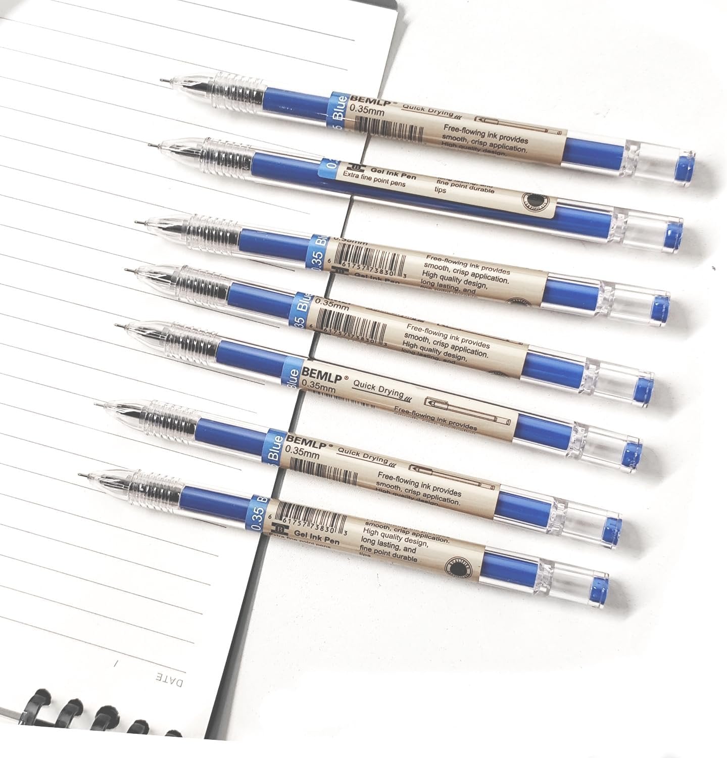 Gel Ink Pen Extra fine point 0.35mm Blue Liquid Rollerball Pens Quick Drying Gel Pens School Office student Exam Writing Stationery Supply 12 Pcs/Set (Blue)