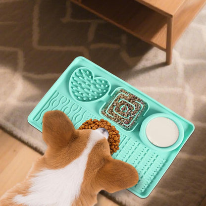 Lick Pads Dogs, Silicone Licking Mat, 11.81x7.87in Interactive Non-Slip Slow Feeder Puzzle Bowl, Pet Calming Mat for Grooming, Bathing, Feeding, Training, Enrichment