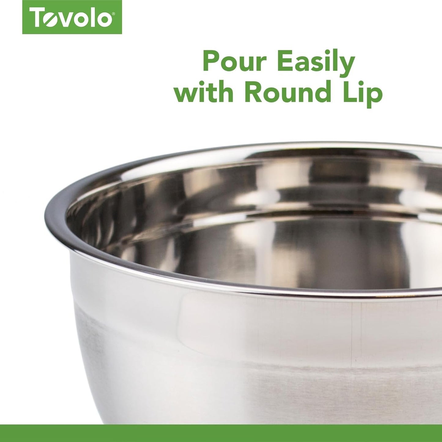 Tovolo Stainless Steel Mixing Bowl (5.5 Quart) - Kitchen & Home Essential for Food Storage, Serving, Salad, Food Prep, Baking, & Cooking/Dishwasher Safe