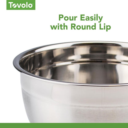 Tovolo Stainless Steel Mixing Bowl (5.5 Quart) - Kitchen & Home Essential for Food Storage, Serving, Salad, Food Prep, Baking, & Cooking/Dishwasher Safe