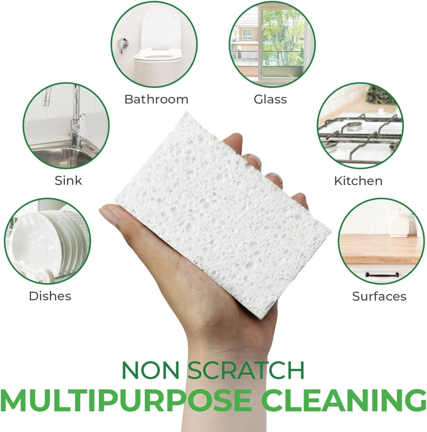 AIRNEX Biodegradable Compressed Cellulose Sponges - Pack of 16 Multicolour Pop Up Kitchen Sponges for Dishes - Non scratch Natural Eco Household Cleaning Sponges - Multipurpose Heavy Duty Dish Sponges
