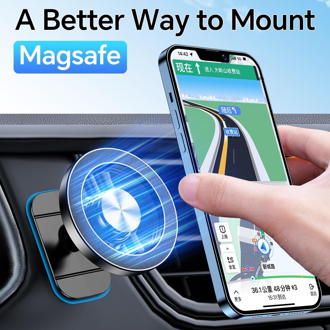 for Magsafe Car Mount【20 Strong Magnets 】Magnetic Phone Holder for Car Phone Holder Mount Dash【360°】Cell Phone Mount for Car Accessories,Car Mount for iPhone 16 Pro Max 15 14 13 12 Plus MagSafe Cases