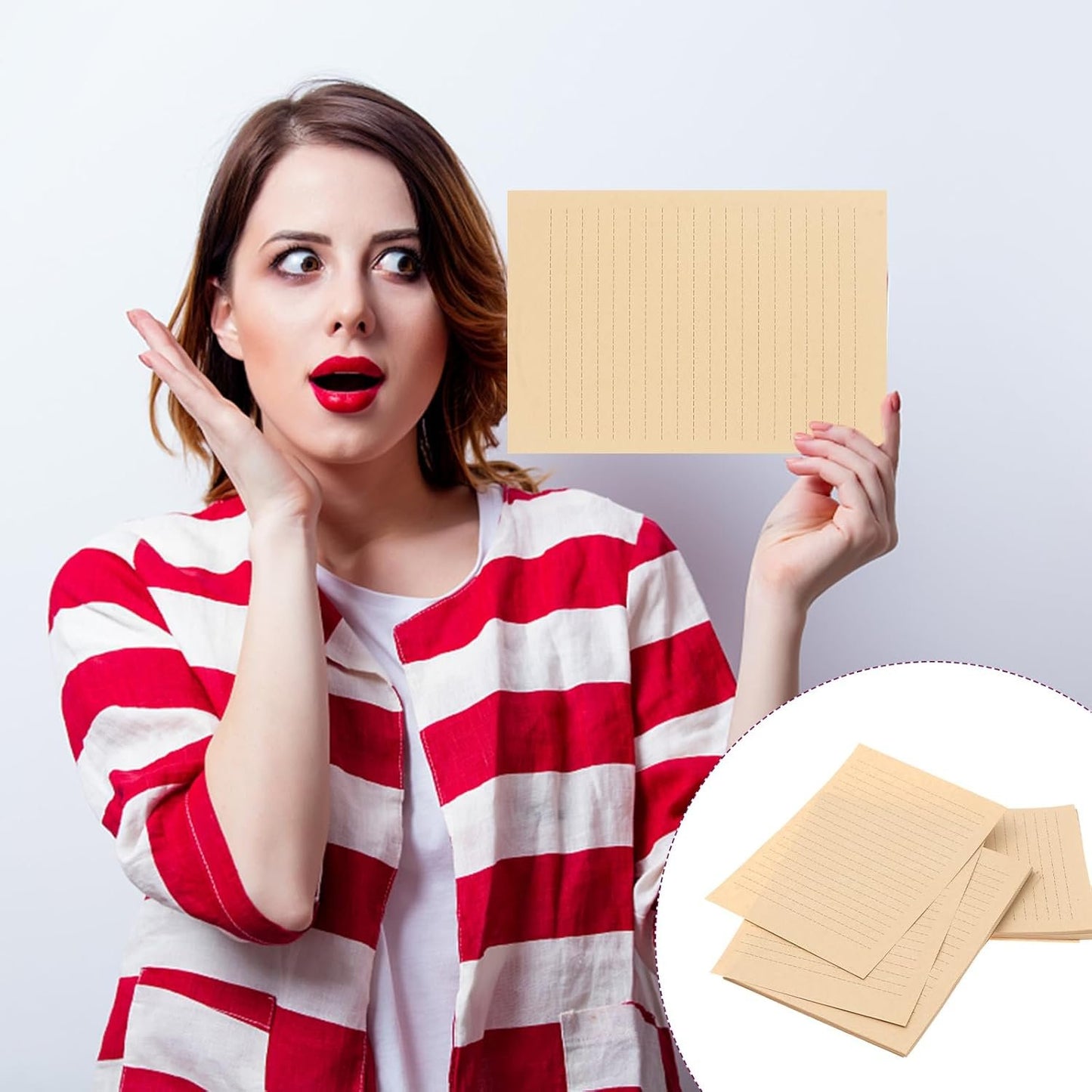STOBOK 100pcs Writing Paper with Horizontal Line, A5 Letter Envelopes Paper Vintage Kraft Antique Retro Office Accessories School Supplies