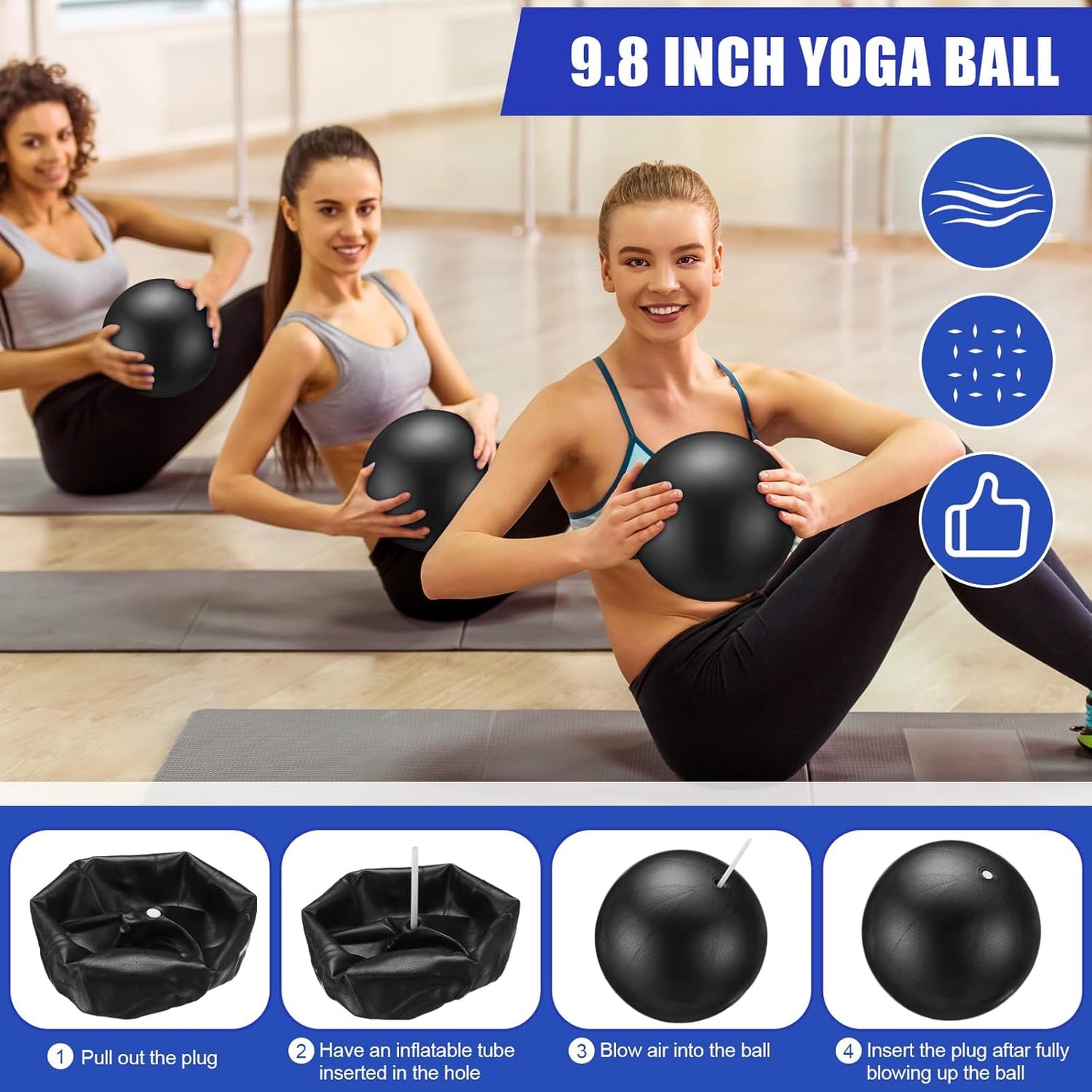 Silipull 10 Pcs Pilates Yoga Equipment Accessories, Pilates Ring Circle Set Gift for Women Home Workouts Include Pilates Ball Circle Yoga Ring Resistance Bands Block Color Yoga Straps and Gym Bag