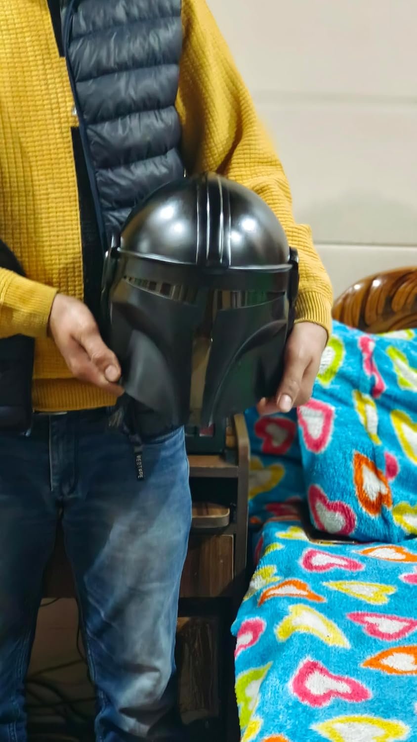 Mandalorian Black Steel Helmet Wearable Armor Boba Fett Movie LARP Men Costume Cosplayby Allory Tech