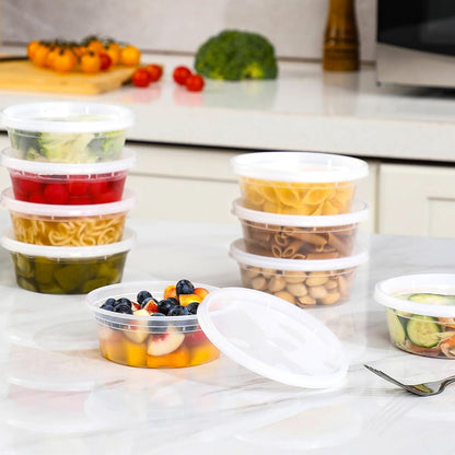 AOZITA 36 Sets 8 oz Plastic Deli Food Containers With Lids, Airtight Food Storage Containers, Freezer/Dishwasher/Microwave Safe, Soup Containers For Takeout Meal Prep Storage