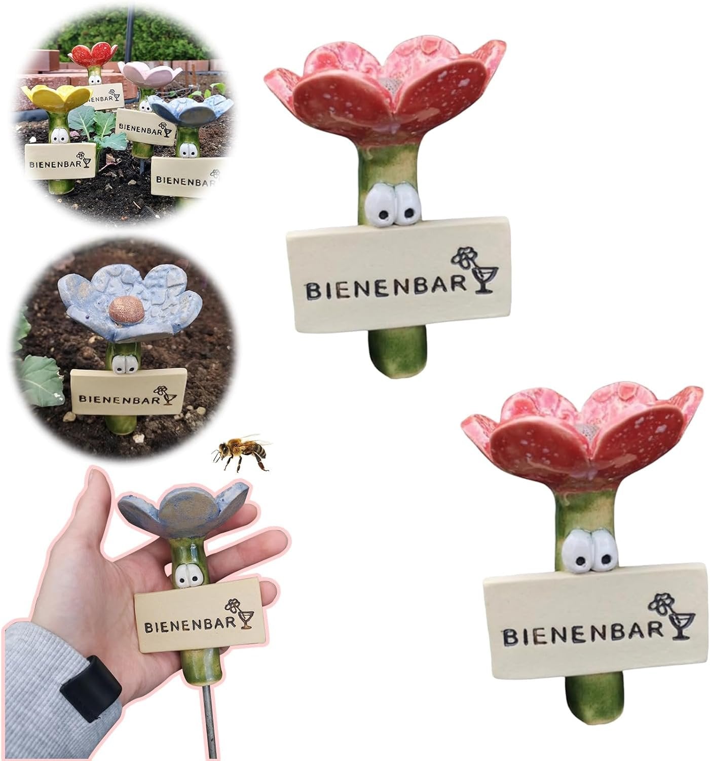 Insect Drinkers–Fascinating Drinkers for Wild Bees and Insects, Flower Shaped Bee Drinking Station Feeding, Insect Watering Cups, Butterfly Water Feeder, for Outdoor Garden Yard Decor (2PC)