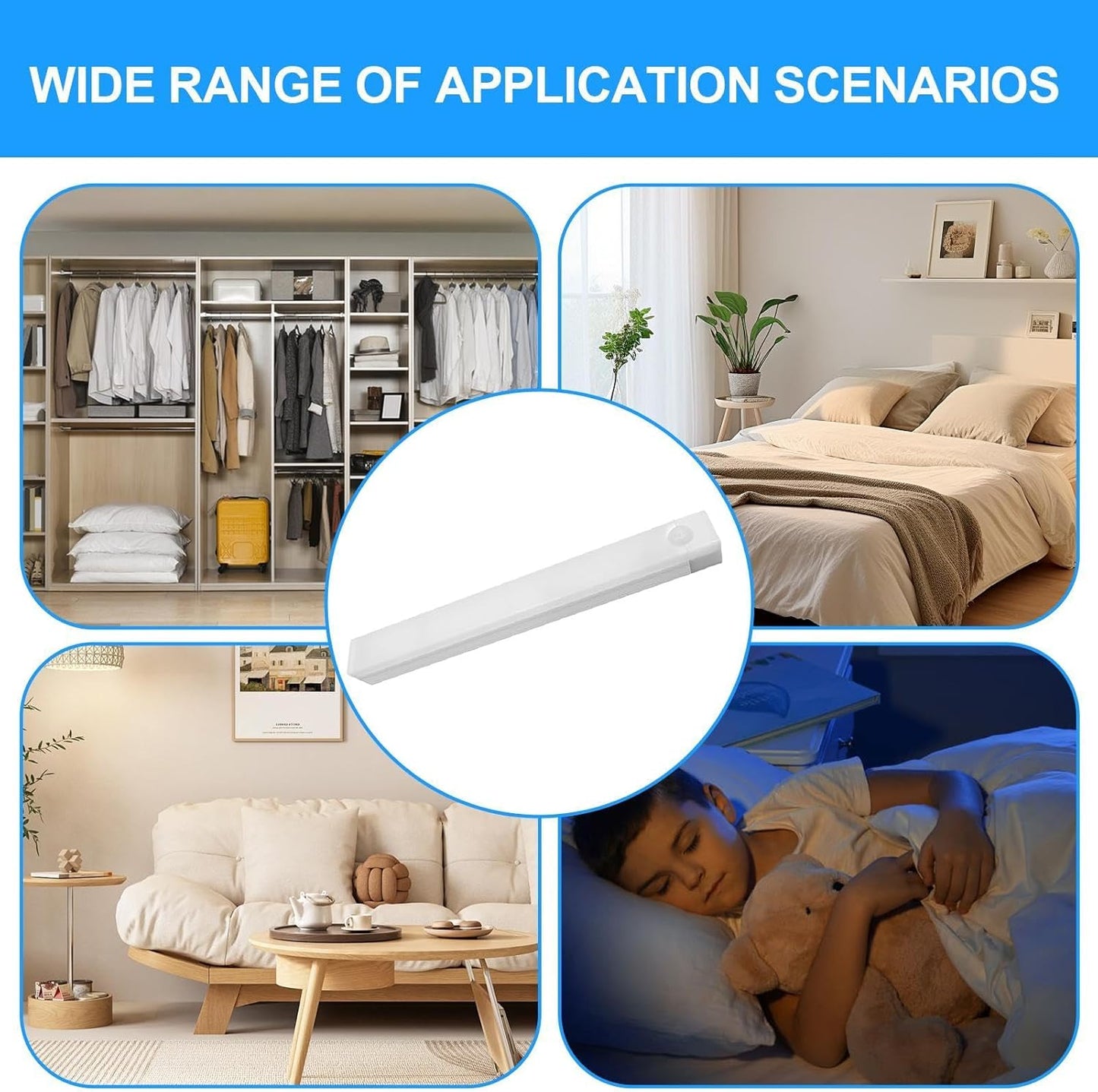 Led Motion Sensor, sensore di movimento intelligente, illuminazione wireless per armadio, bastone su sotto gabinetto, cucina Led Lighting, Smart Motion Sensor, Wireless Indoor Lights, Motion Activated
