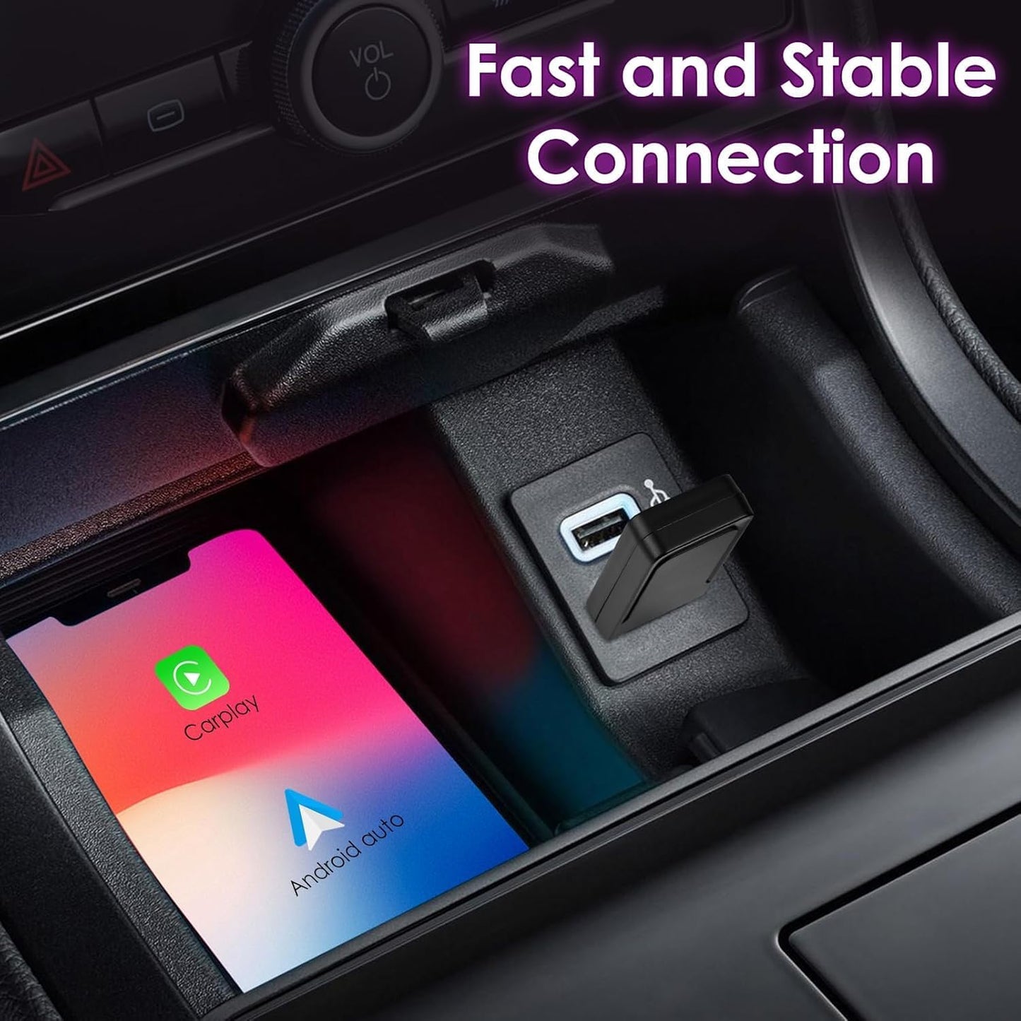 Gaethra Wireless Adapter for Carplay and Android Auto, Plug & Play, USB C/USB A, Compatible with iOS 10+/Android 11+, Suitable for Vehicle that Works with CarPlay/Android Auto, CZHZ02