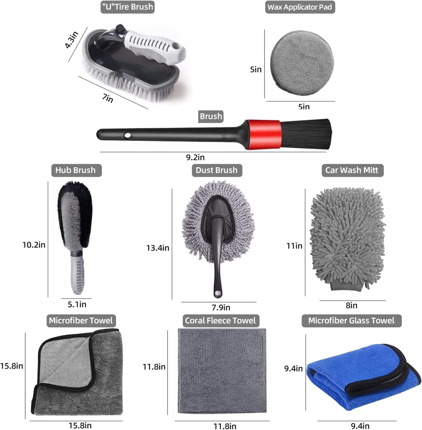 Car Wash Cleaning Kit 9PCS, IGUGIG Wheel Brush for Car Alloy Wheel Tyre Brush Cleaning, Automotive Detail Brushes Rim Cleaner,Car Detailing Brush Kit for Car