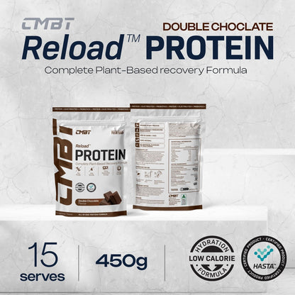 CMBT Reload Protein Powder, 22g Plant-Based Protein, Gut Health, Anti-Inflammatory, Clean Energy, Hydration Support, Banned Substance Tested, Chocolate, 450g