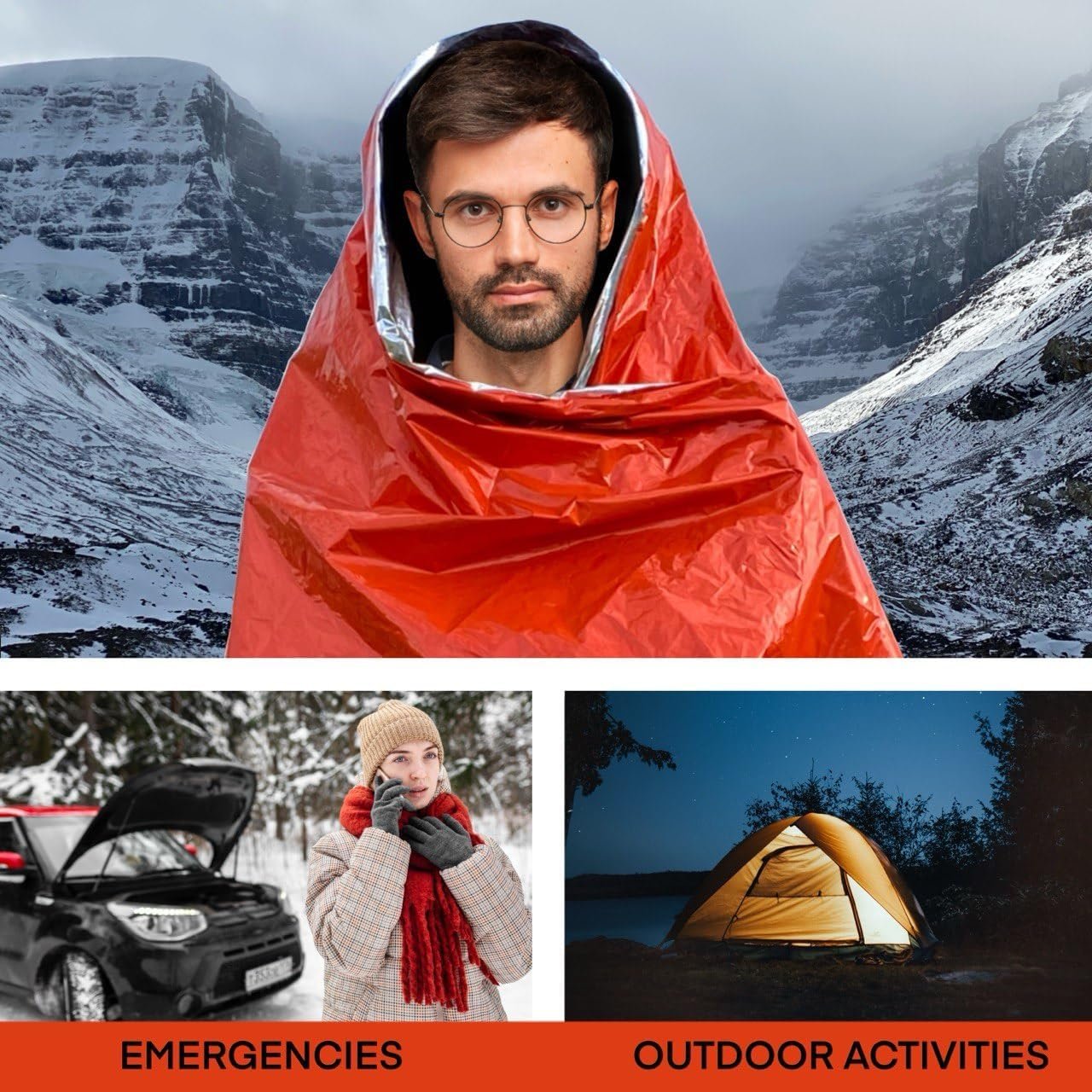 Soild Gears Outdoors Emergency Sleeping Bag Thermal - Use as Emergency, Survival Sleeping Bag, Mylar Emergency Blanket, Waterproof - Green