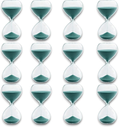 12 Pieces Hourglass Light Blue Size 8 cm Duration 3 Minutes Home Decoration Objects Timer Time Gift Idea Wedding Favor