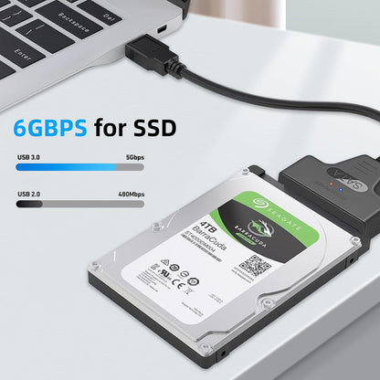 SATA to USB Cable, USB 3.0 to SATA III Hard Driver Adapter Compatible for 2.5 inch HDD and SSD (USB-A 3.0 to SATA)